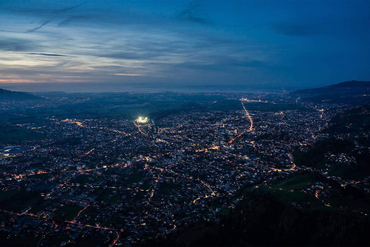 Night shot of the Rheintal 